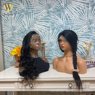 12-40 inch Long Pelucas Cambodian Virgin Remy Human Hair Straight Wigs HD Swiss Transparent Lace Frontal Full Lace Wigs Vendor